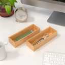 VeyFey Silverware Tray for Drawer, Stackable Kitchen Bamboo Drawer Organizer 9" x 3" x 2" Set of 2