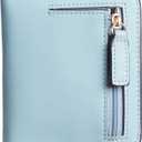 Gostwo Small Wallet for Women, Slim Bifold Credit Card Holder, Compact RFID Blocking Cash Wallet, Billfolds Thin Leather Zipper Pocket, Mini Wallet Gift for Ladies Teen Girls Travel with ID Window (Blue)