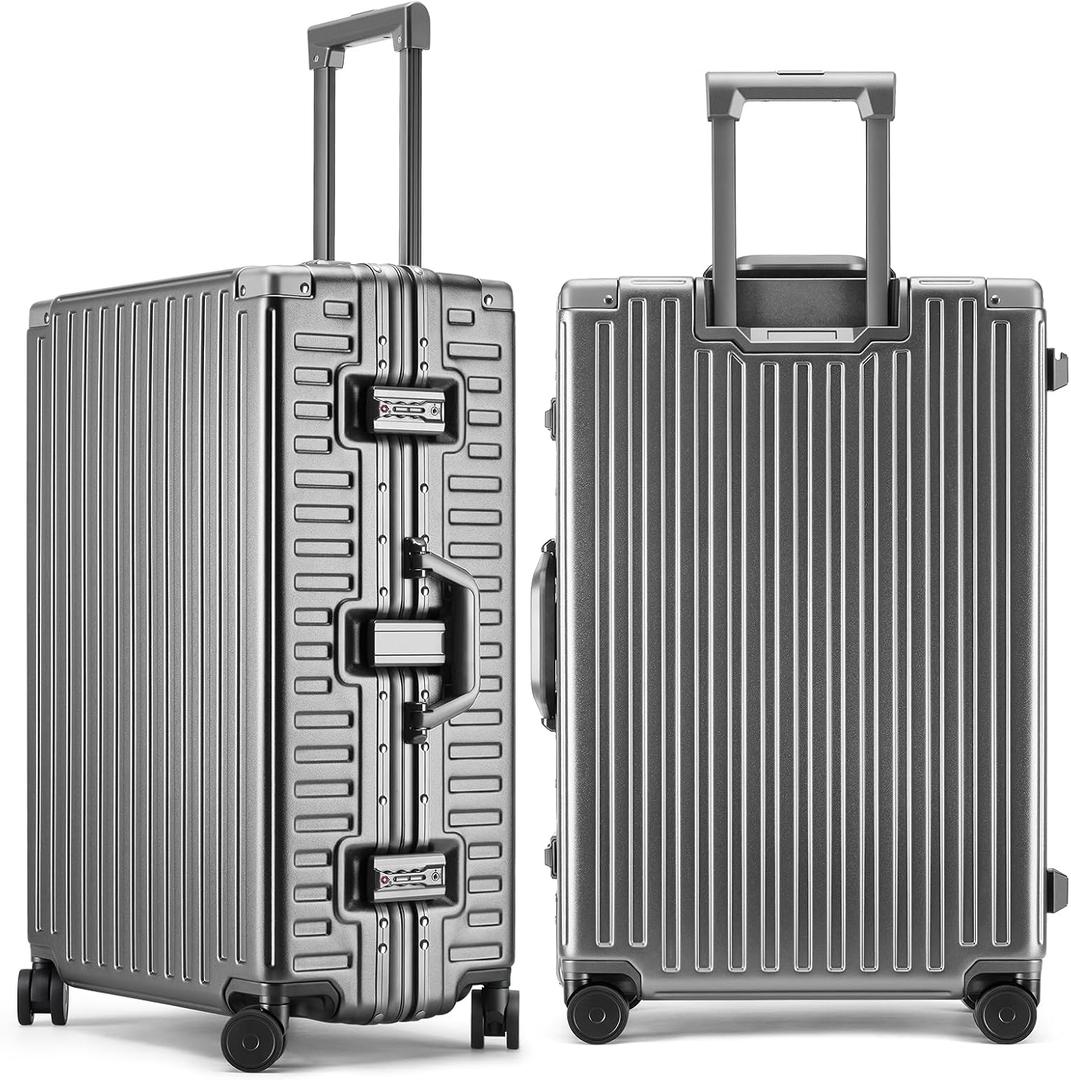 ROAMING 28 Inch Checked-Large Zipperless Luggage Hard shell Suitcases Gray
