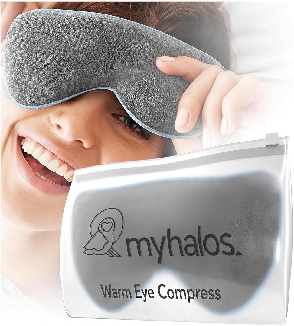 MyHalos Eye Mask for Dry Eyes - Steam Warm Compress for Eyes - Remove Styes, Chalazion Therapy Warming and Heating Pad Hot Compress - Moist Heat Mask for Blepharitis & MGD