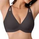DEANGELMON Bras for Women No Underwire Seamless Wireless V Neck Comfort Bra Back Smoothing T-Shirt Bras (X-Large, Black)