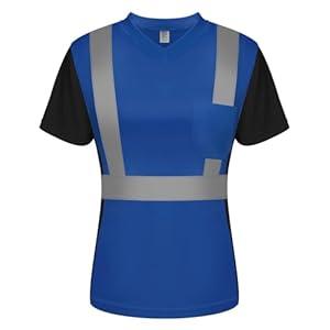 TCCFCCT Safety Shirt, Hi Vis with Reflective, Quick Drying DX WP-Blue XS