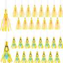 36 Pieces Glitter Metallic Fringed Noisemakers Musical Party Blowers Blowouts Whistle Party Blow Horns for New Years Birthday Party Supplies Sporting Event Celebrations (Pink, Blue)