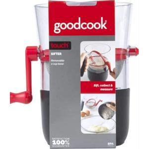 GoodCook Touch Sifter Hand Crank with Built-in Measuring Cup Removable 2cup base