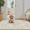 Madane Washable Area Rug 2x3, Small Entryway Rug Non-Slip Vintage Door Mat Indoor Entrance, Low Pile Floor Carpet for Inside Front Door Bedroom Kitchen Entry Laundry (2'x3', Beige/Brown)