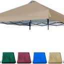 JANCANOPY 10x10 Canopy Replacement Top with Air Vent Silver Coated for Straight Leg Canopy Frame, (Khaki)