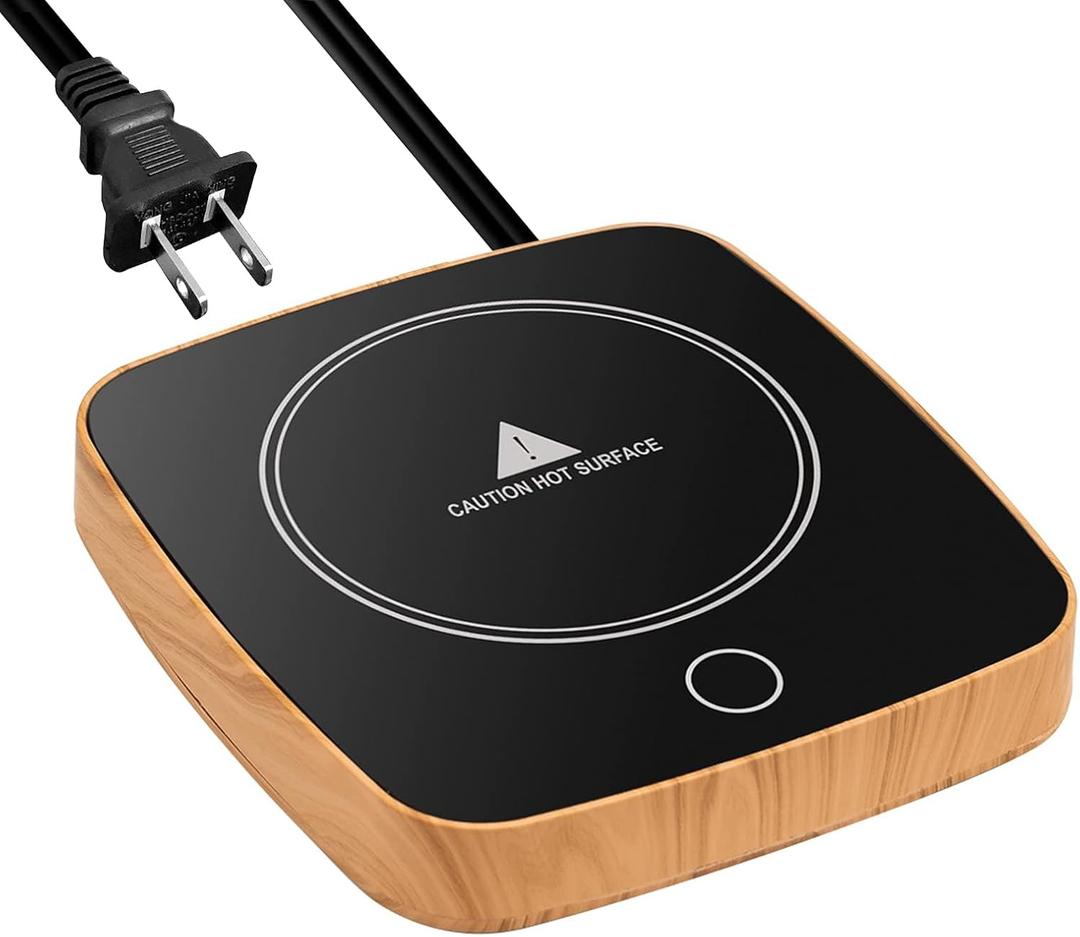 Coffee Mug Warmer Waterproof Smart Cup Warmer with 3 Temperature Settings for Warming & Heating Coffee, Beverage, Milk, Tea, and Hot Chocolate (Wood Grain)