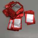 100 PCS Red Resealable Mylar Holographic Bags Food Storage Smell Proof Bags with Front Window Packaging Pouch for Cookies Sample Jewelry Snack, 3.15x5.51 Inch