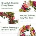 24in Peony Wreaths for Front Door, Large Spring Summer Floral Door Wreath with Hydrangea, All Year Round Colorful Flower Wreath for Farmhouse Wall Welcome Indoor Outdoor Decor (Twig Base)