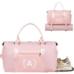 Gym Bag for Women & Men, Fitness Workout Sports Travel Duffle Bag with Wet Pocket & Shoes Compartment, Great Present for Gym Lovers (Pink)