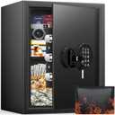 Mitlvge 17.55'' Tall Safe Box, 3.2 Cuft Home Safe with Keys & Pass Code & Wall Mount Kits, Money Safe with Smart Alert System, Removable Shelf, Mute Function and Fireproof Waterproof Bag