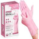 Disposable Nitrile Dishwashing Gloves, Extended 12 Inches Cuff, 6-mil, Cherry Blossom Cleaning Gloves, Latex-Free, Size M