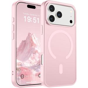 SUPFINE Magnetic for iPhone 17 Pro Case (Compatible with MagSafe)(Military Grade Drop Protection) Translucent Matte Shockproof with Anti-Fingerprint Phone Cover,Light Pink