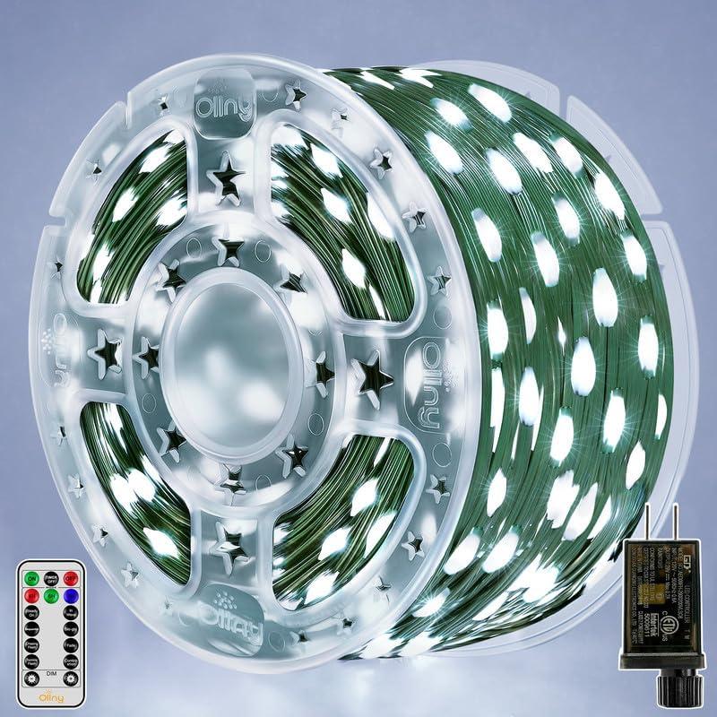 Ollny Christmas Lights Outdoor, 393FT 1200 LED IP67 Waterproof Christmas Tree Lights with 8 Modes Remote Timer, String Lights for House Yard Outside Indoor Xmas Decorations Cool White