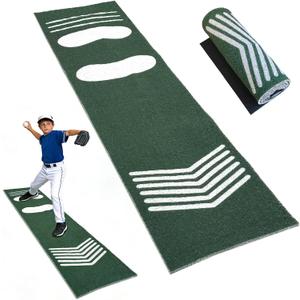 Softball Pitching Mat,Wear-Resistant Portable Training Mat for Batting Stance Practice,Indoor/Outdoor Practice Baseball Strike Zone Mat for Youth Beginners,54" L x 12" W