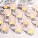 Maxdot 48 Pack Clear Glass Votive Candle Holders 2.1 x 2.6 Inch Valentine Tea Light Candleholder Bulk Xmas Glass Tealight Candlestick Holders for Table Centerpiece Home Wedding Valentine Party Decor