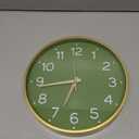 Wall Clock Green, 10 Inch Silent Wall Clocks Battery Operated-Modern Non Ticking Analog Clock Decorative for Kitchen Bedroom Office Bathroom(Gold)