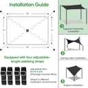 SIHAIAN Sun Shade Sail 14'x26' Waterproof Rectangle Double-Rope Shade Sail 500D Heavy Duty UV Block Sunshade Canopy for Backyards, Patios, Gardens, Outdoor Activities and Facility Black