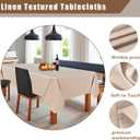 Fitable Faux Linen Tablecloth Rectangle 60 x 120 Inch - Rustic Fabric Table Cloth for 8 Foot Tables, Beige Faux Burlap Table Cover for Kitchen Dining, Party, Farmhouse