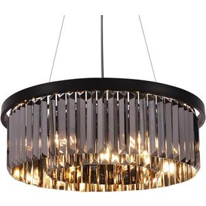 Wellmet Crystal Chandeliers for Dining Room Light Fixture, 6 Lights Farmhouse Chandelier, Modern Pendant Lights for Living Room, Kitchen Island, Bedroom, entryway, Hallway, Gold Teak, W-21.66 (Smoke Grey)