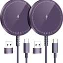Magnetic Wireless Charger for iPhone: Compatible with Magsafe Charger iPhone 17 16 15 14 13 12 Series & Airpods 4 3 2 Pro-Fast 15W Max Charging Pad Strong Magnet, Dual USB-C/A Ports-Home Office Travel