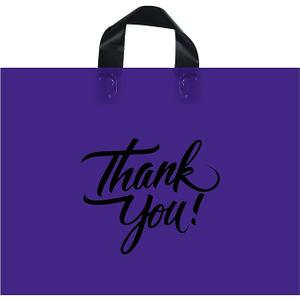 Infinite Pack Large Thank You Merchandise Bags w/Loop Handle, Glossy Boutique Bag, 3" Bottom Gusset & 3 Mil Thick