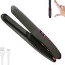 Cordless Hair Straightener and Curler 2 in 1 Portable Flat Iron Wireless Hair Straightener for Travel, USB-C Rechargeable 4800 mAh Battery Fast Heating Grey (Gray)