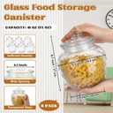 LemonRoad 6 Set 41 oz Glass Jars with Airtight Lids, Embossed Canisters