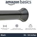 Amazon Basics Adjustable Sturdy Spring Tension Curtain Rod, No Drilling/No Holes, 36-54", Black, Classic Finial