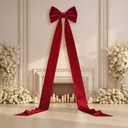 Giant Wall Bow Decorations 90x18 Inch Oversized Large Velvet Bow Decorative for Room Wall Backdrop Party Birthday Baby Shower Decor Front Door Patio Outdoor Wedding Arch Supply(Burgundy)