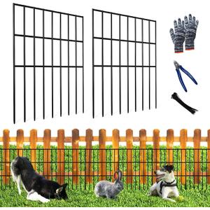 25pcs Garden Fence Animal Barrier 27ft(L) X 17in(H) No Dig Barrier Fencing Dog Rabbits Blocker 9 Vertical Metal Wire Rustproof Border Decorative Fences for Outdoor, Yard, Patio