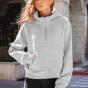 AUTOMET Womens Hoodies Fleece Fall Fashion Outfits Workout Sweatshirts Y2k Winter Zip Up Jackets Oversized Tops Clothes 2026 (Gray, L)