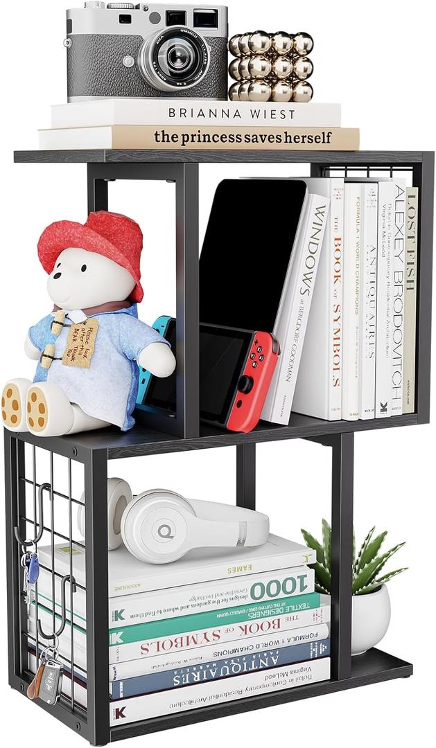 Bookshelf Desk Organizer3-Tier Shelf for Top of Desk Workspace Organizers for Office Accessories, Black