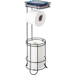 iDesign Weston Stand with Shelf, Matte Black Toilet Paper Holder