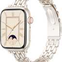 VISOOM Gold Iwatch Bands Compatible With Apple Watch Bands 38/40/41/42/44/45/46mm Women - Thin Metal Dressy Luxury Cute Designer Apple Watch Series 11 10 Se 9 8 7 6 5 4 3 2 1 Bracelet Bands for Women