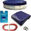 Winter Pool Cover 24 ft Round for Above Ground | 10% Thicker | Ultra Thick & Durable Above-Ground Pool Cover | PoolProtect Pro Premium Cold- and UV-Resistant Pool Cover | by Protectera (Blue, 24ft)