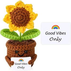2 x Emotional Support Crochet Sunflower Gifts for Women, Positive Gifts for Women, Men