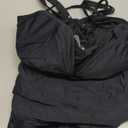 Women's One Piece Swimsuits Tummy Control Bathing Suits Deep V Neck for Women Ruched Push Up Vintage Retro Swimwear (Medium, Black)