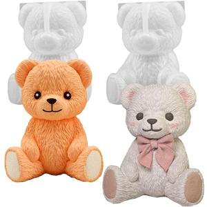 2PCS Cute Silicone Bear Resin Molds - 3D Animal Ice Chocolate Cake and Epoxy Resin Casting Mould for DIY Art Crafts & Home Decoration