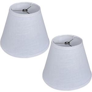 TOOTOO STAR Small Lamp Shades Set of 2, 5x9x7 Inch White Small Lamp Shade for Table Lamps Replacement, Handmade Linen Spider Mount