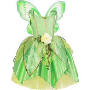 Princess Costume for Girls Princess Dress Halloween Birthday Party Outfits for Little Kids (6-7T, Tinkerbell)