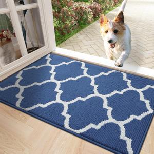 OLANLY Indoor Door Mat, 32x20, Non-Slip Absorbent Resist Dirt Entrance Mat, Washable Low-Profile Inside Floor Doormats for Entryway, Navy (1'8" x 2'8" (Rectangular))