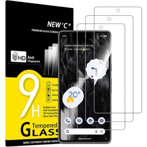 NEW'C 3 Pack Designed for Google Pixel 7 Screen Protector Tempered Glass,Case Friendly Scratch Resistant, Bubble Free, Ultra Resistant