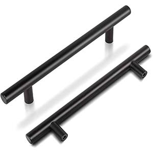 10-Pack Matte Black T-Bar Cabinet Pulls | Modern Hollow Drawer Handles | Kitchen Hardware | Hole to Hole: 96mm (3.8") | Total Length: 150mm (5.9")