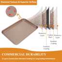 SS&CC Nonstick Baking Sheet Pan Set of 3, 0.8mm Carbon Steel Cookie Sheets for Oven - Half/Quarter/Jelly Roll Pans with Diamond Texture, PFOA-Free & Oven Safe (17.5x12, 15.5x10.2, 13.5x9.5 Inch) (Gold)