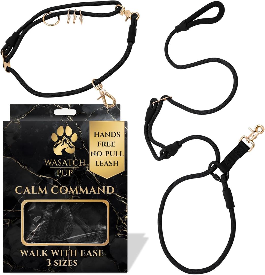 Hands-Free No-Pull Dog Leash | Durable Adjustable Training Lead for Dogs | Calm Command Outdoor Activity Leash for Active Pet Lifestyle Breeds | Ergonomic Handle - Medium (25-60 lbs)
