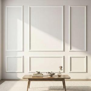 Pre-Cut Wall Molding Kit, 6 Pcs Wainscoting Panels | Ready To Assemble, White Paintable Polystyrene, Wall Trim Moulding, For Living Room Bedroom Accent Wall, Install With Glue