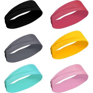 2 x hoyuwak 6pcs Headbands for Women  Vibrant & Bold Yoga Headbands for Social Media, Music Festivals & Workouts  Photogenic Non-Slip Hair Bands (19-21 Inch)