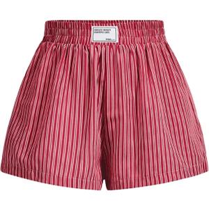 WDIRARA Women's Stripe Print Mini Shorts High Waist Elastic Loose Shorts Stripe Red White Small