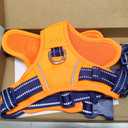 PHOEPET No Pull Dog Harness, Unique Colors Reflective Adjustable Dog Vest, with Soft Training Handle Metal Clips for Small Medium Large Dogs (Orange Base & Blue Straps,M)